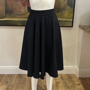 ZARA A-Line Midi Skirt High Low High Waist with Stretch in Navy Black